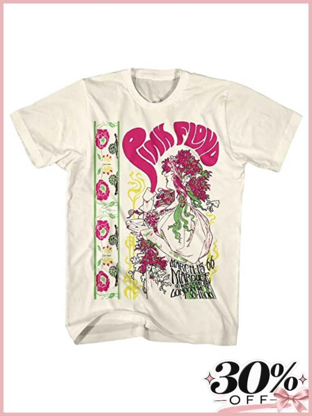 Pink Floyd 1966 Marquee London Graphic T-Shirt Officially Licensed
